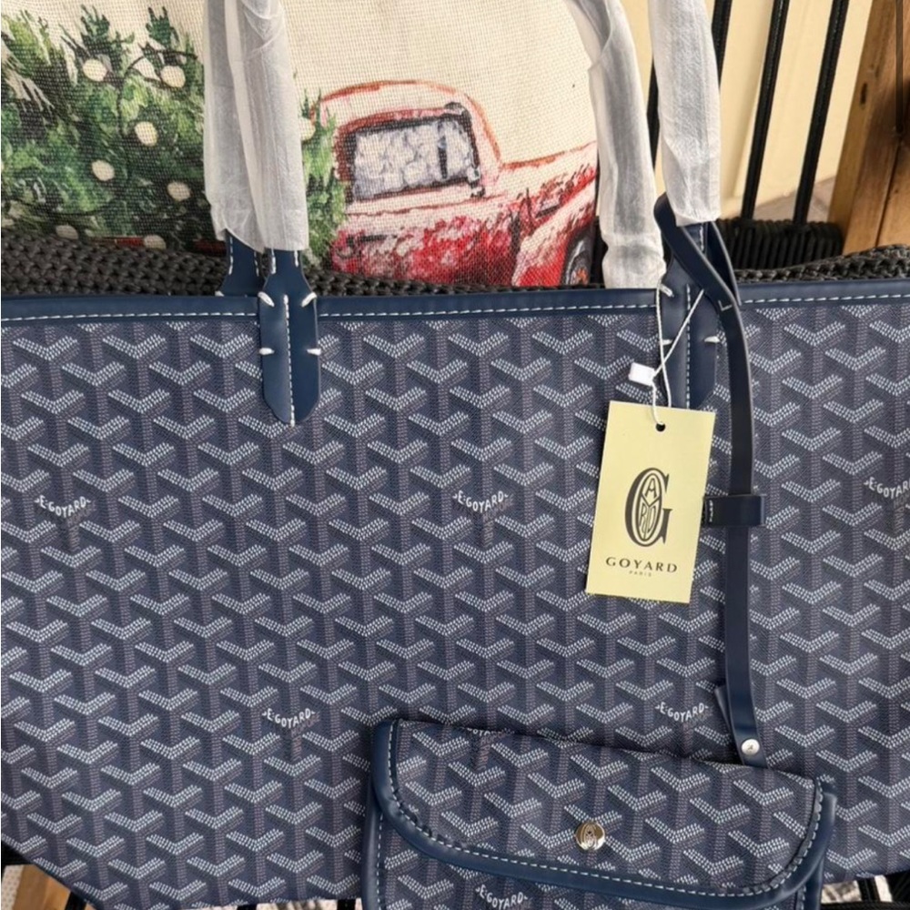 Goyard Navy and White Tote Bag